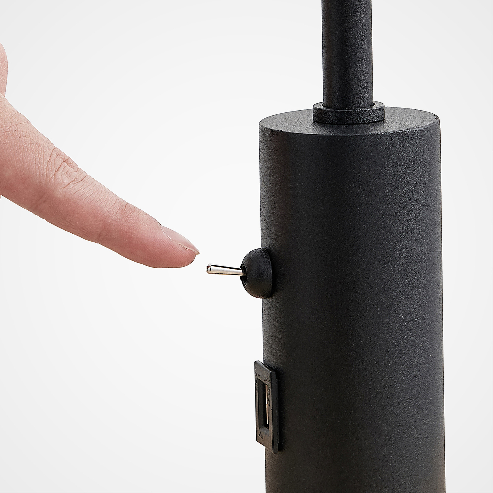 Lindby Zinia floor lamp with shelf and USB, black Lights.ie