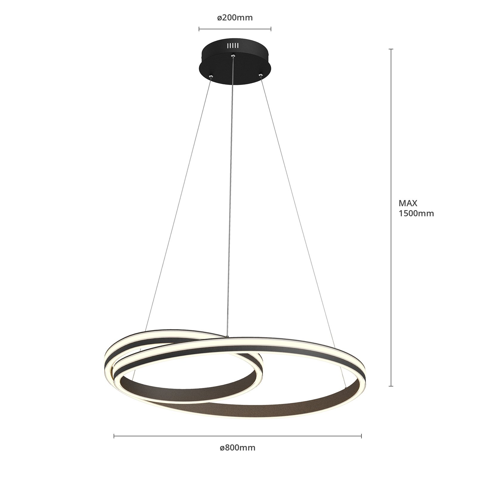 Lucande Gwydion lampă suspendată LED, 80 cm