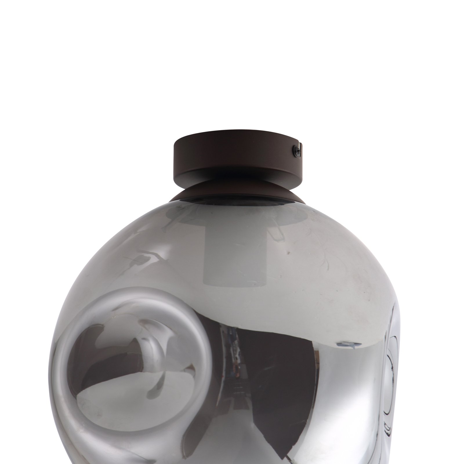 Stropné svietidlo Lindby Valentina, E27, dymová sivá, sklo, Ø 25 cm