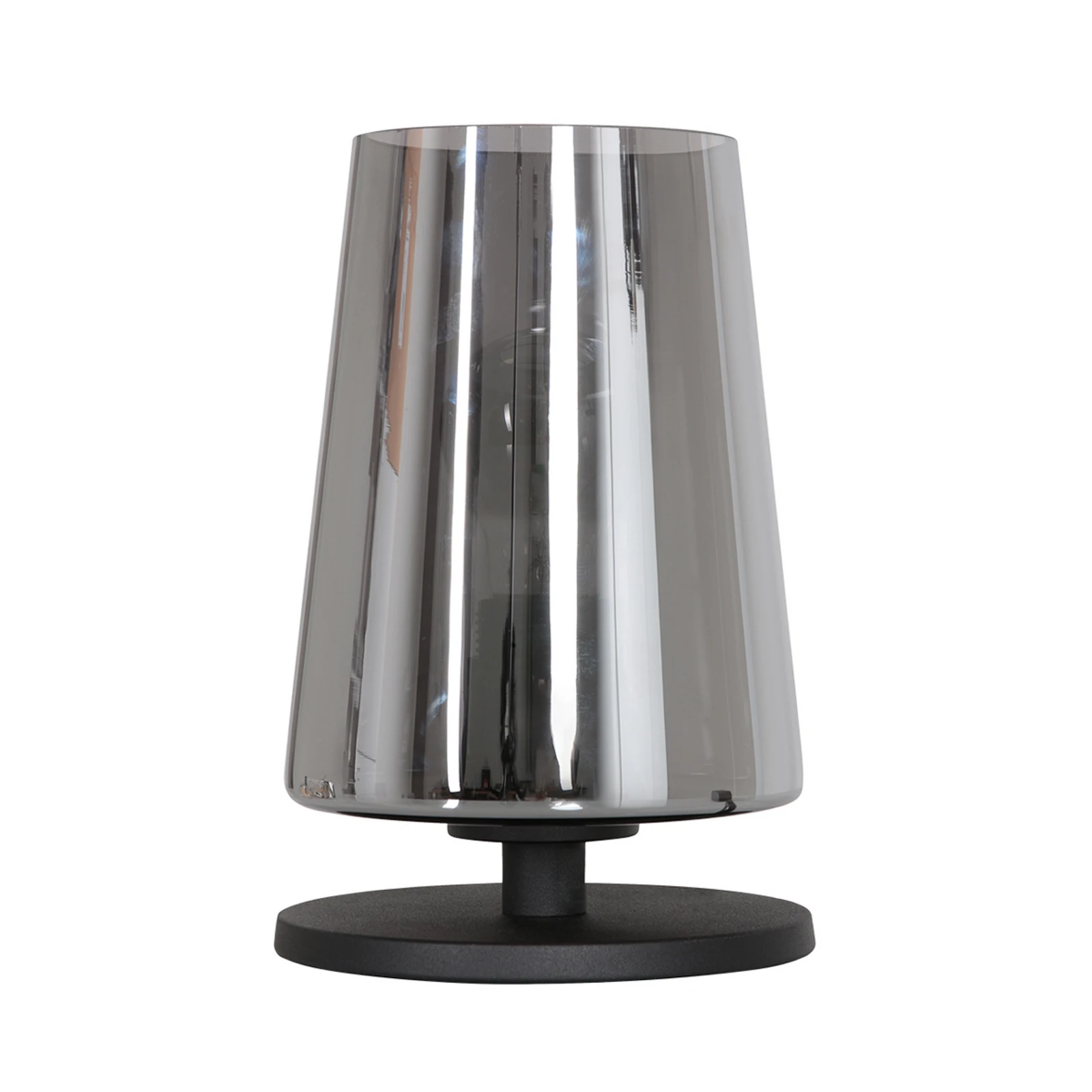 Tafellamp Ancilla, zwart/rookkleurig, 26 cm, metaal, glas, E27
