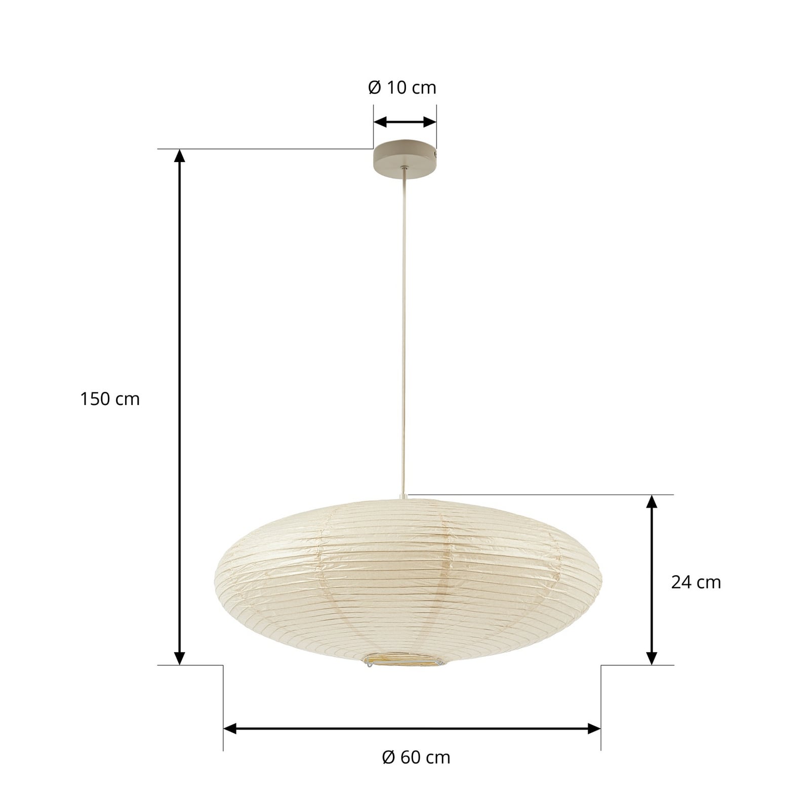 Gerald pendant light, Ø 60 cm, white, paper, E27 – Lindby Gerald pendant light, Ø 60 cm, white, paper, E27 – Lindby