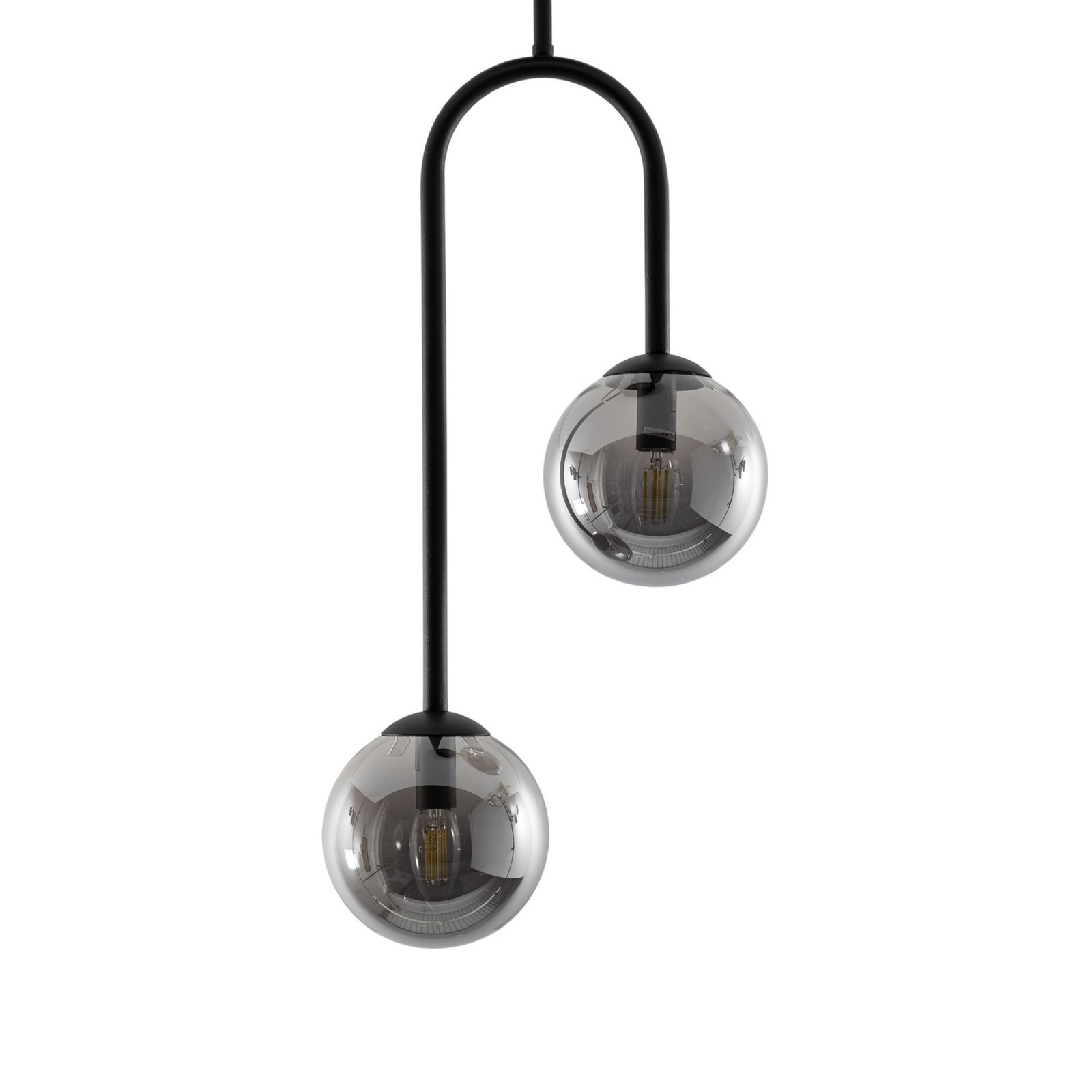 Atria ceiling lamp, smoke grey/black, height 76 cm, 2-bulb.