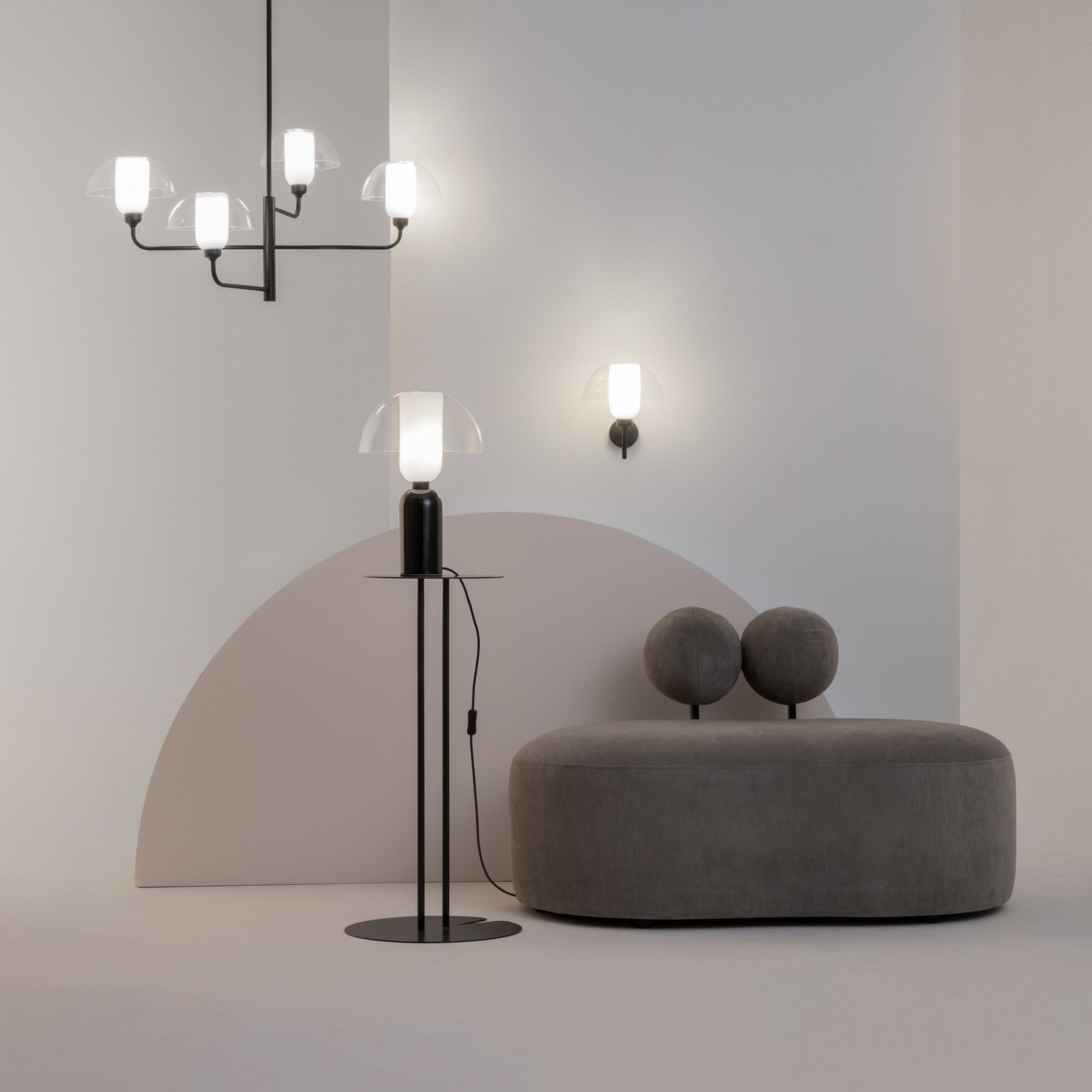 Maytoni hanglamp Memory, 4-lamps, zwart, keramiek, glas