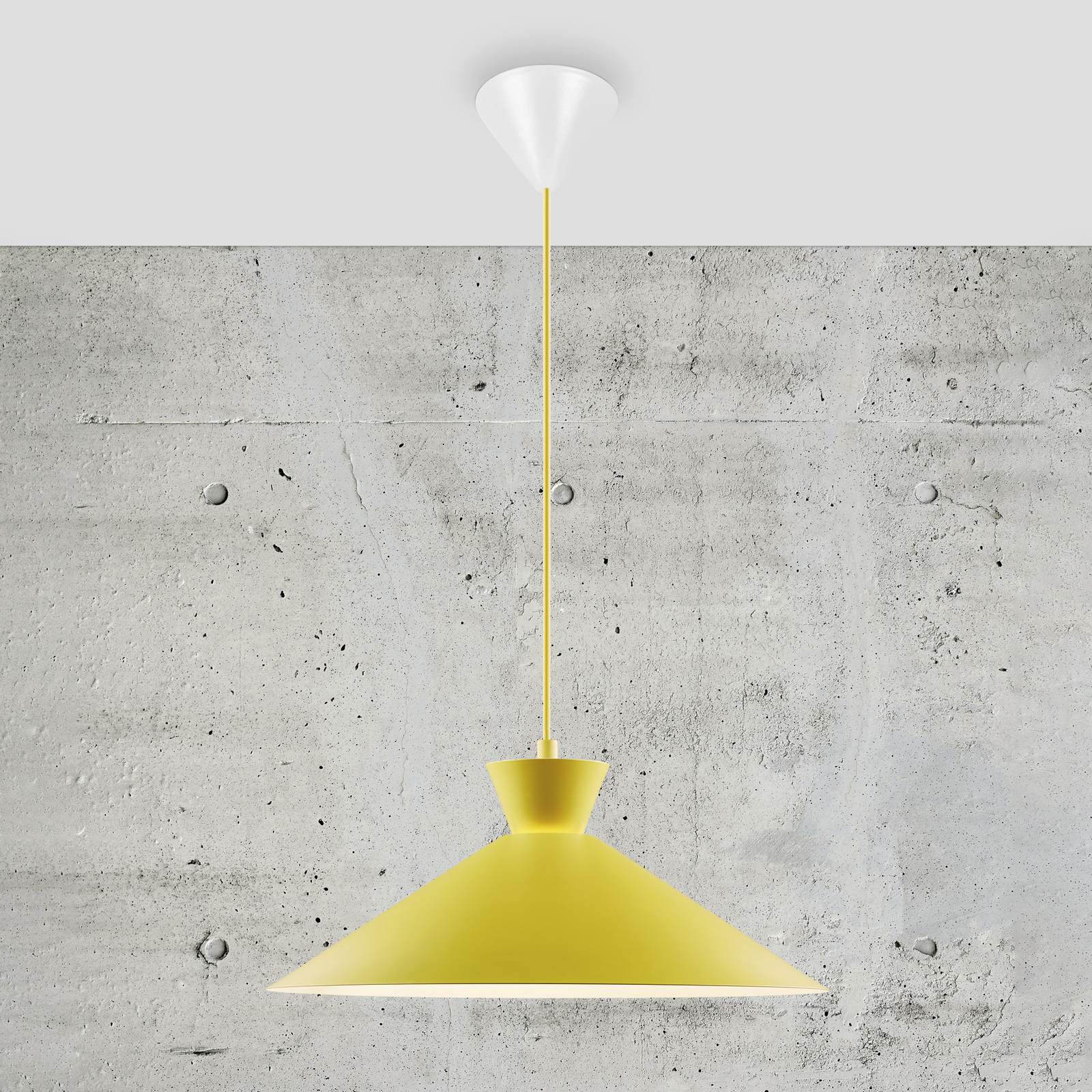 Dial pendant light with metal shade, yellow, Ø 45 cm