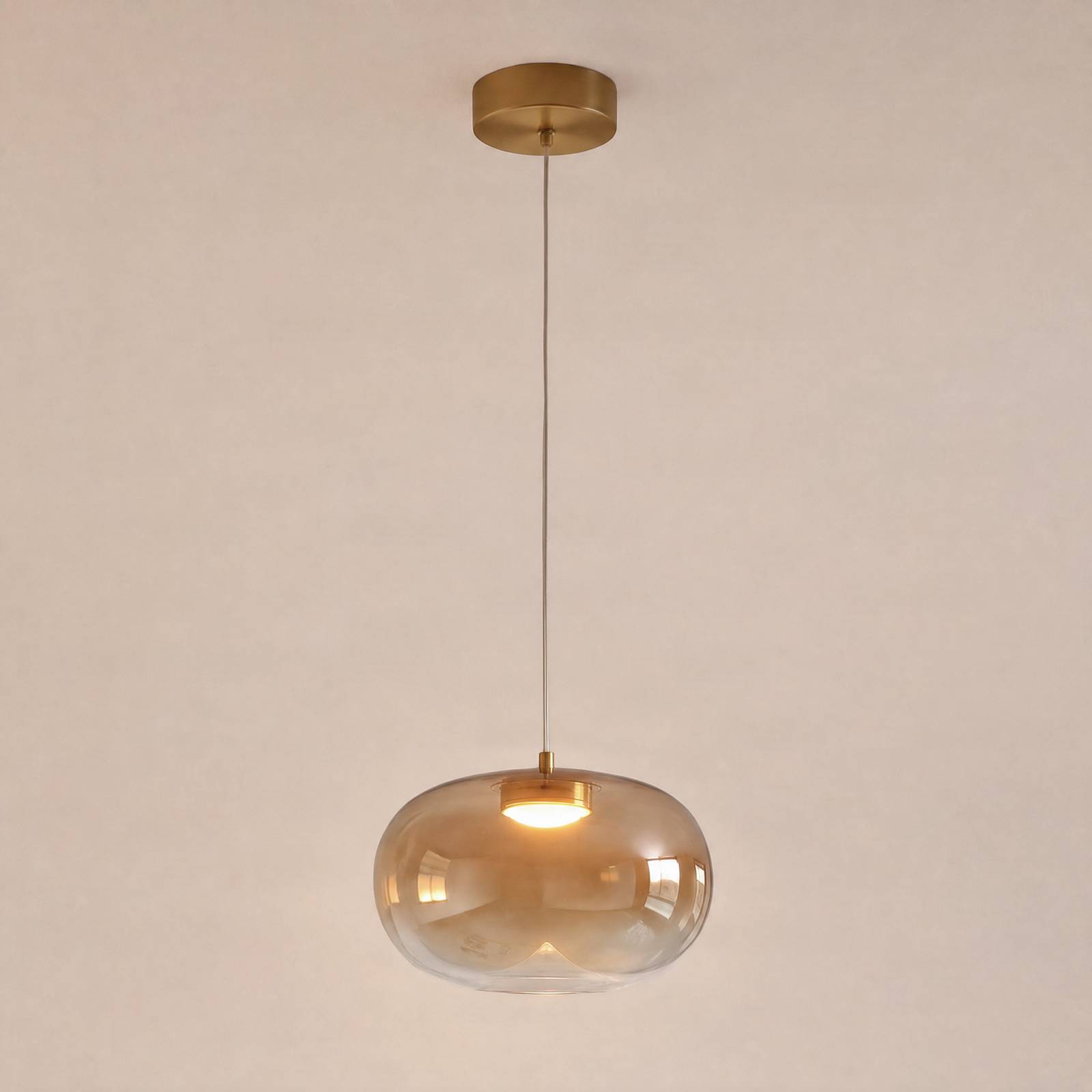 Lampa wisząca LED Vaso, kolor bursztynowy, Ø 18 cm, szkło