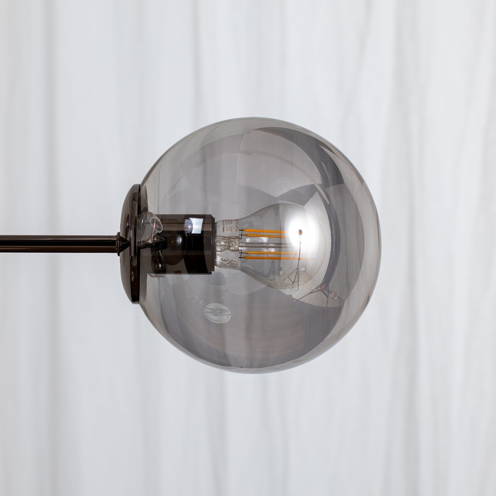 Portemo hanging light, smoke grey/nickel, 104x80 cm, 6-bulb glass