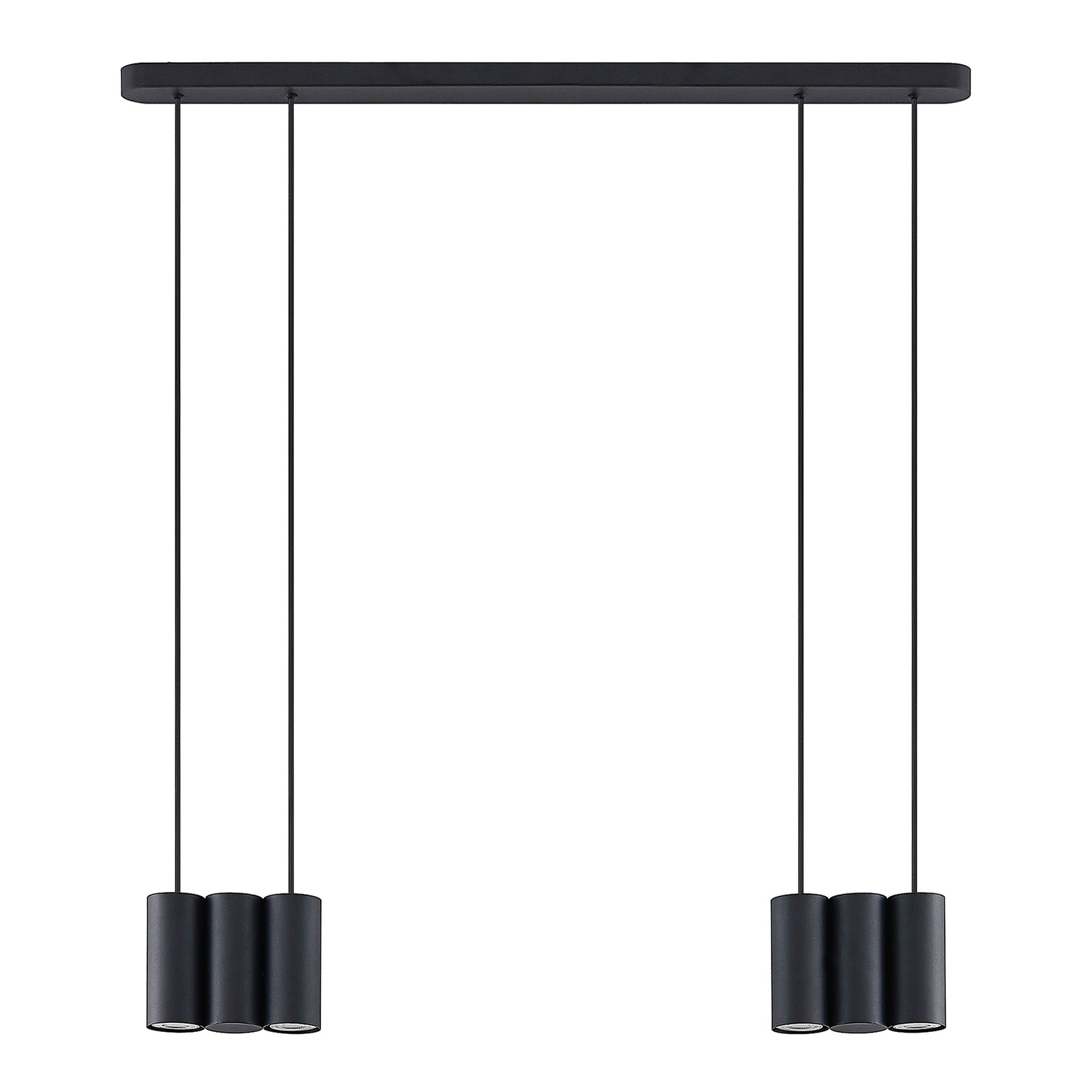 Lucande Cesur hanglamp, 6-lamps, zwart