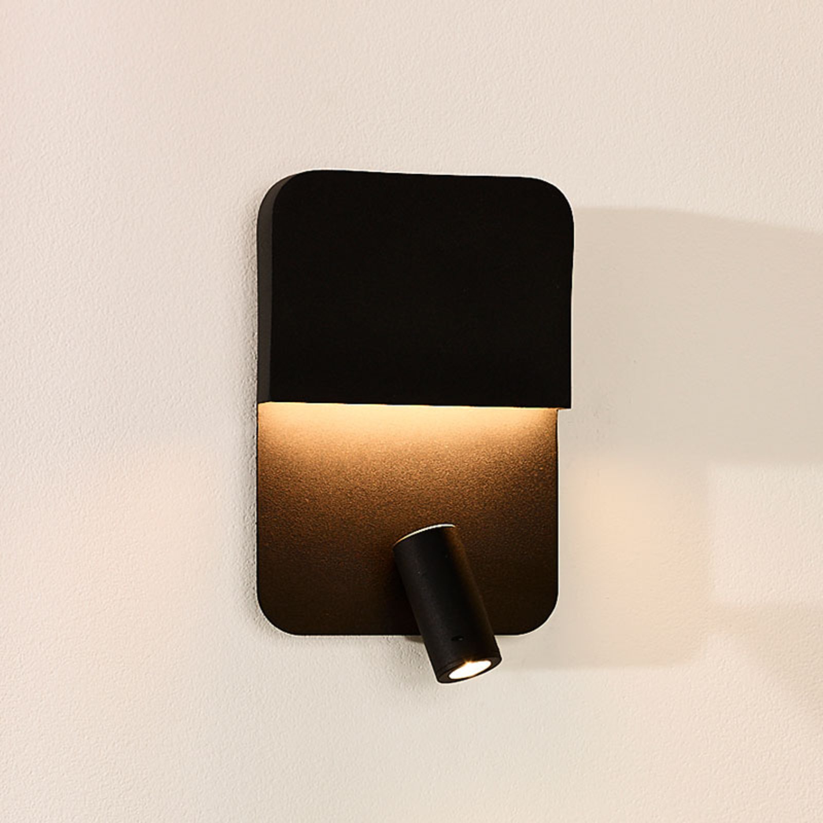 Boxer LED wall light with spot, black