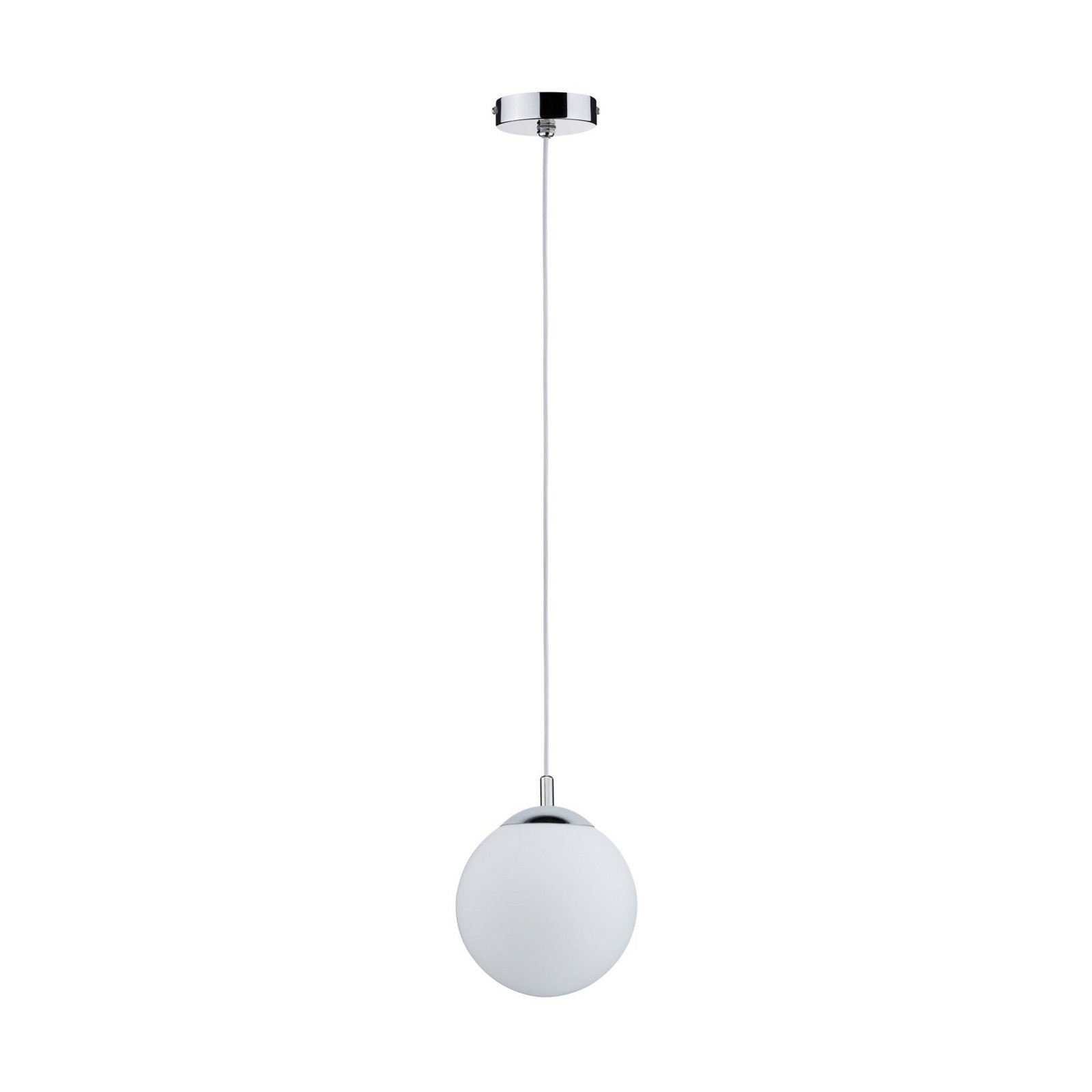 Suspension Paulmann Globe, blanc satiné/chrome Ø 20 cm IP44