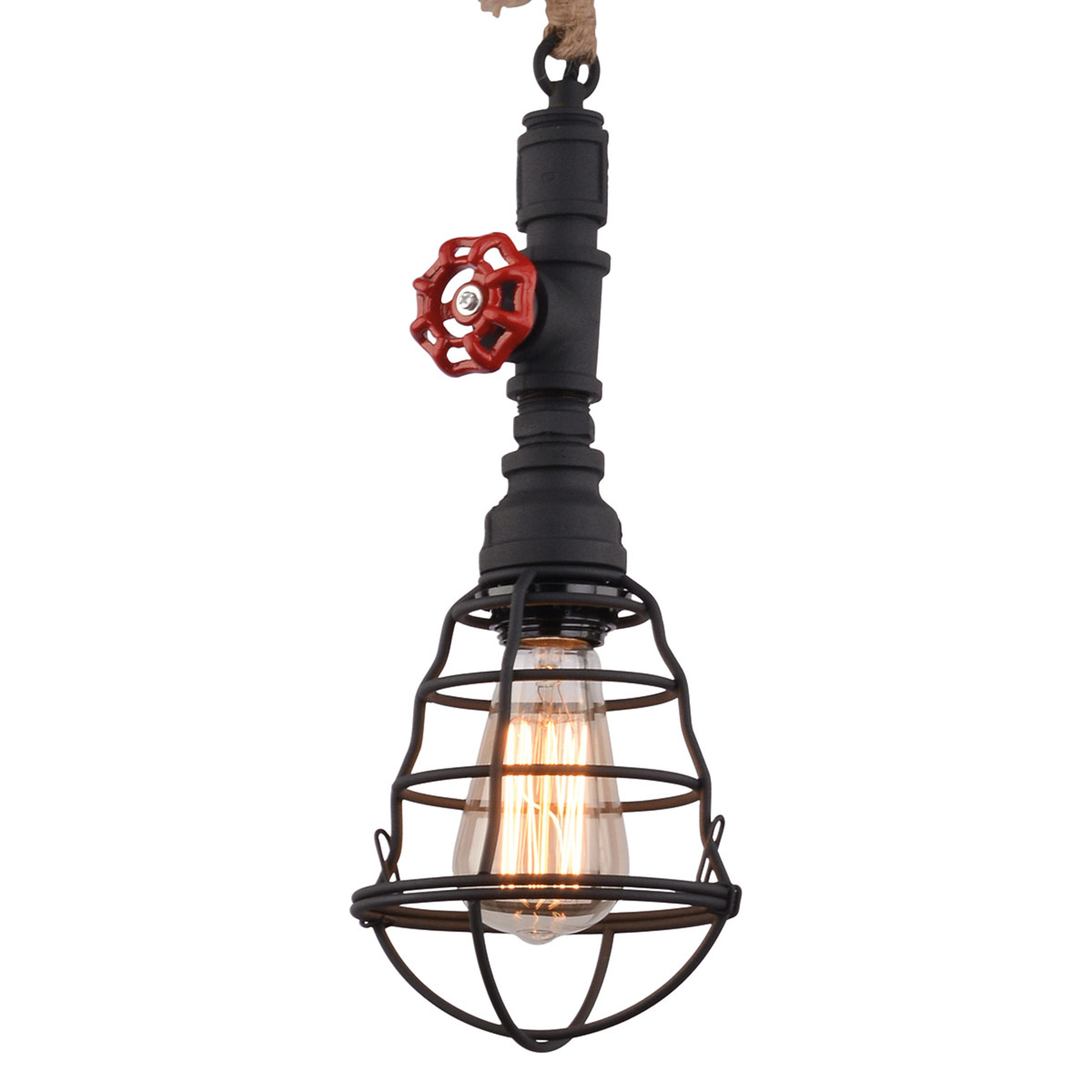 Hanglamp in industrieel ontwerp, zwart