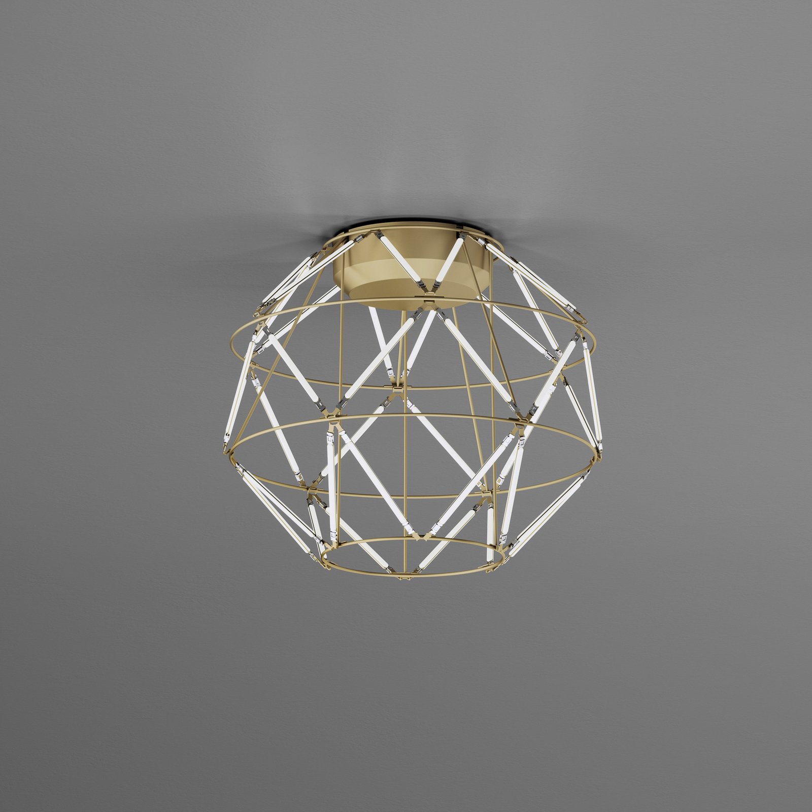 Plafonnier LED Euclide, doré, métal, largeur 35 cm