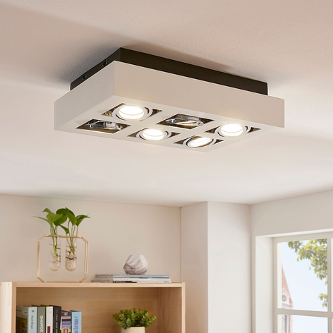 Taklampe Vince i hvitt, 6 lyskilder