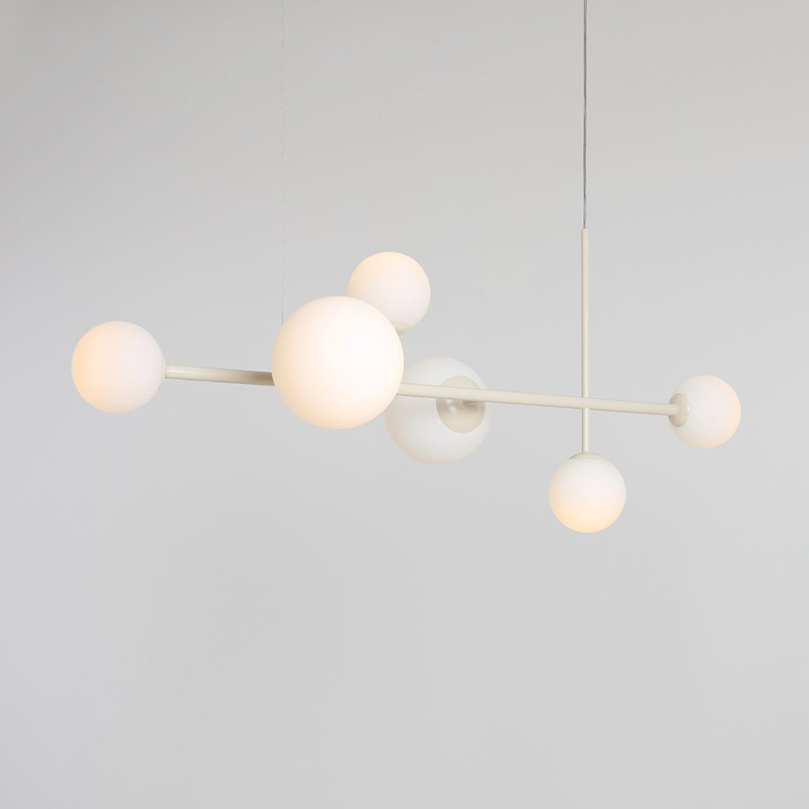 Hanglamp Dione, opaal/crème, 6-lamps