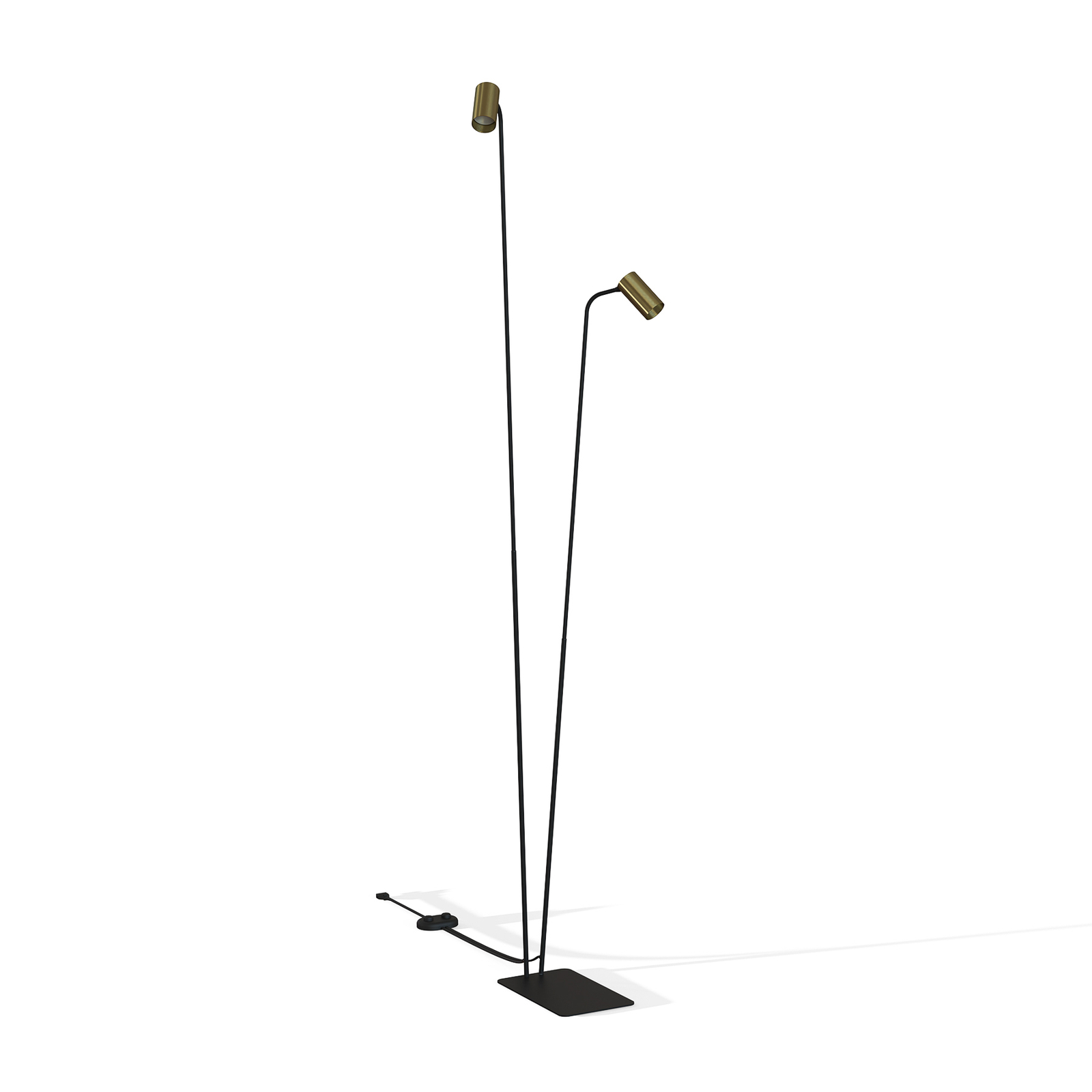 Lampa stojąca Mono II, 2-punktowa, czarna/mosiądz