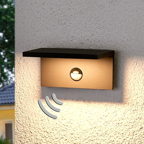 Eckige LED-Außenwandlampe Darina, Bewegungsmelder