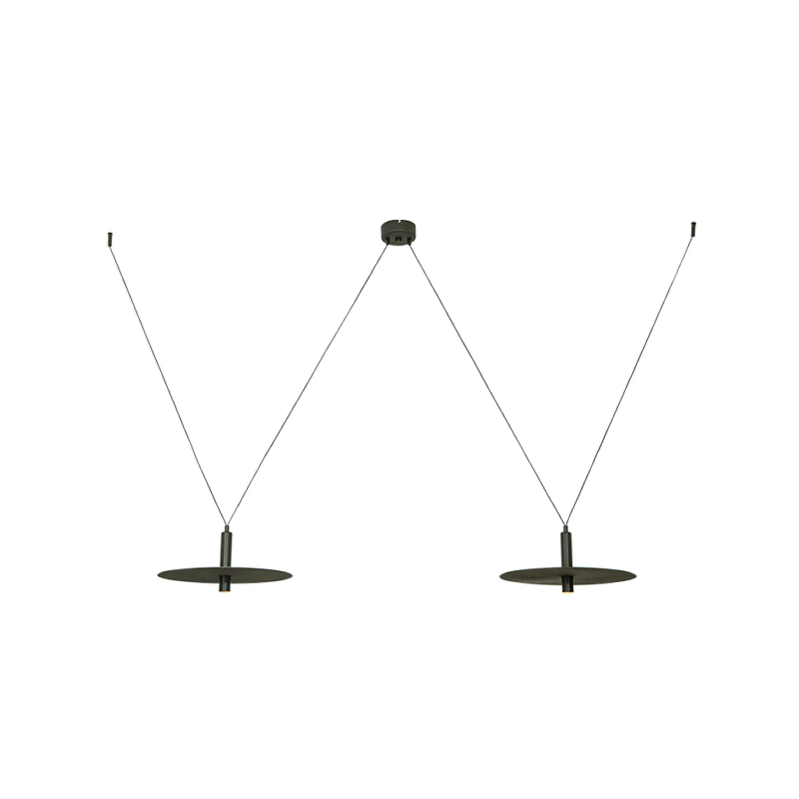 LED závěsné světlo 23227, černé, Ø 35 cm, 2 žárovky, kov