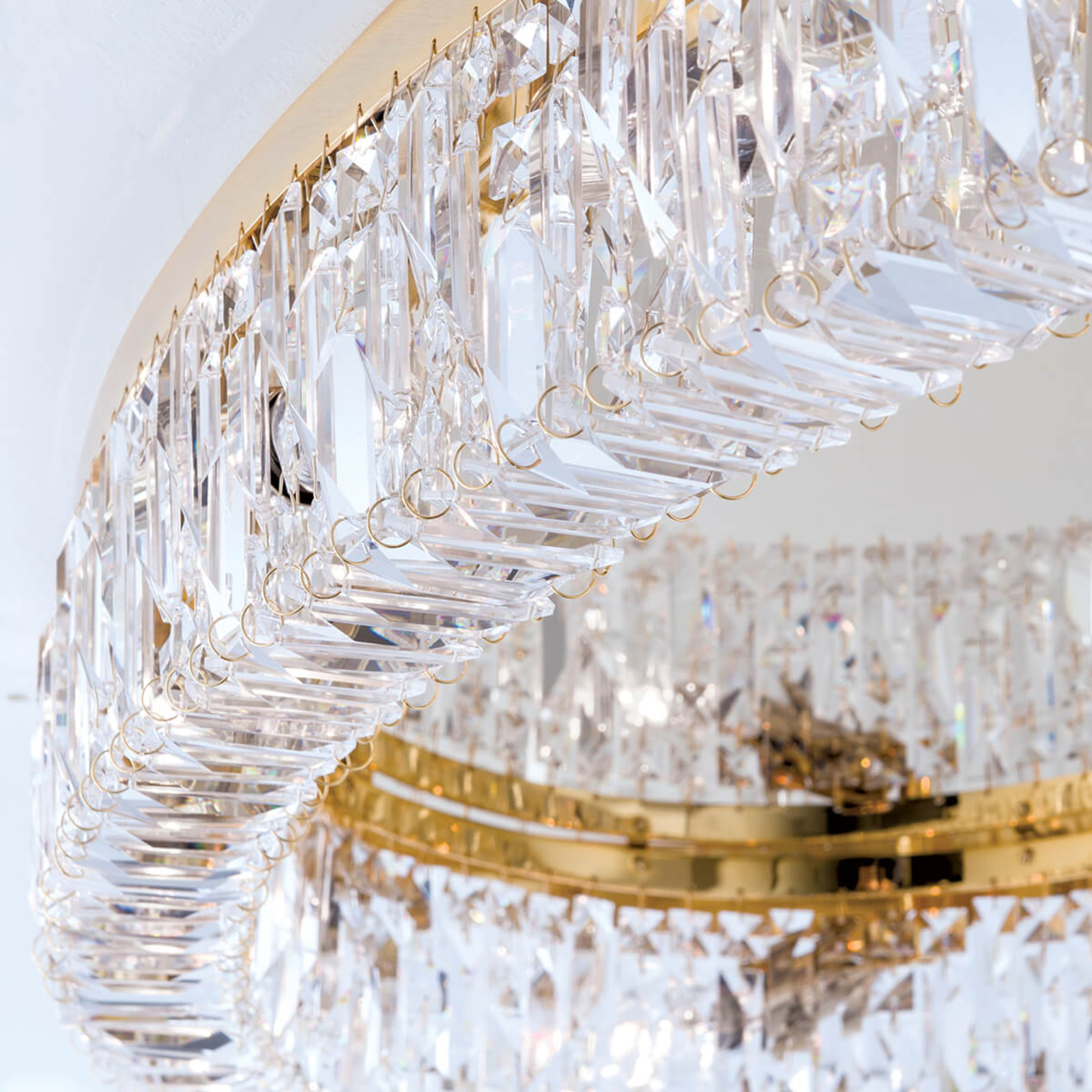 Ring crystal ceiling lamp - 24 carat gold-plated