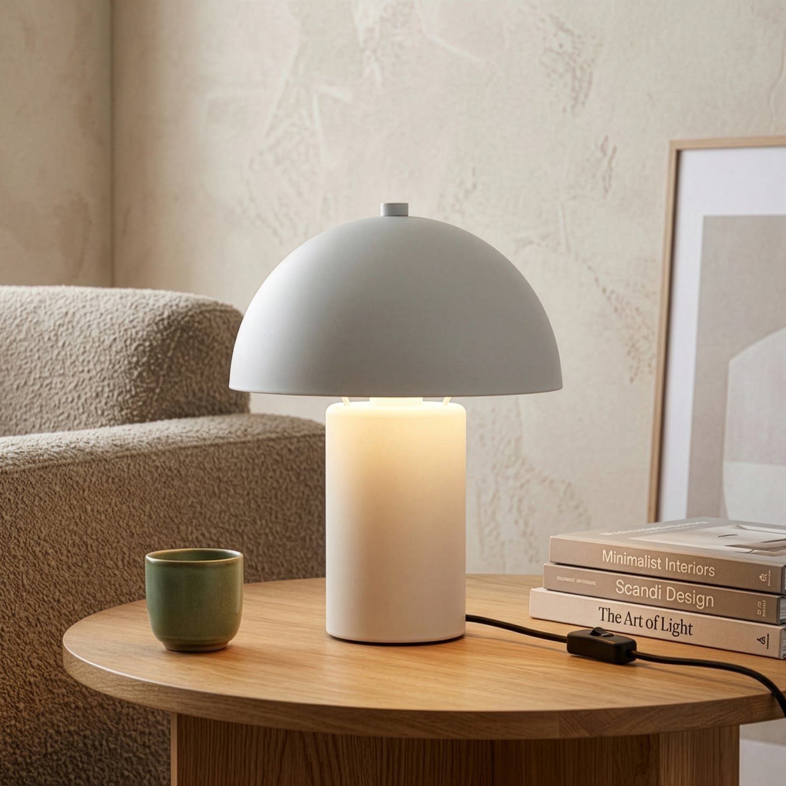 Bordlampe Enya, lysegrå, metall, høyde 25,5 cm, E14 Bordlampe Enya, lysegrå, metall, høyde 25,5 cm, E14