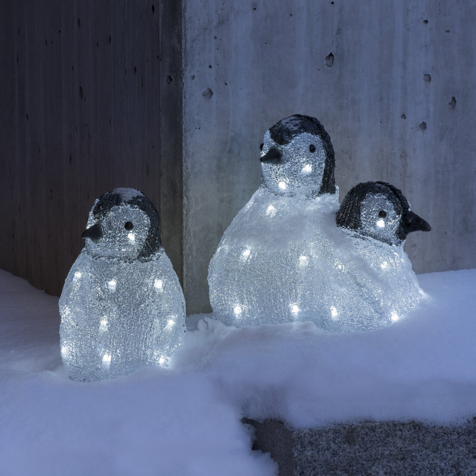 Set de 3 figuras LED acrílico Familia de Pingüinos