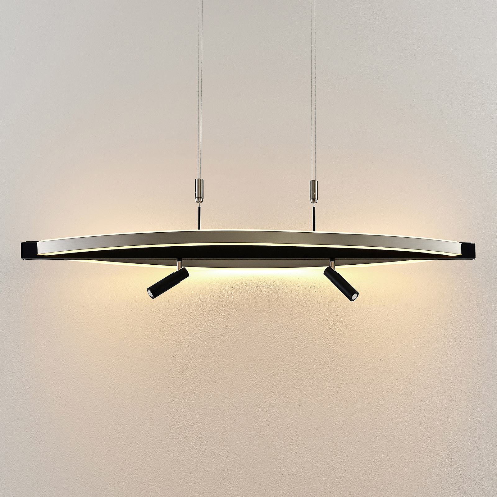 Lucande Matwei LED-pendellampe, oval, nikkel