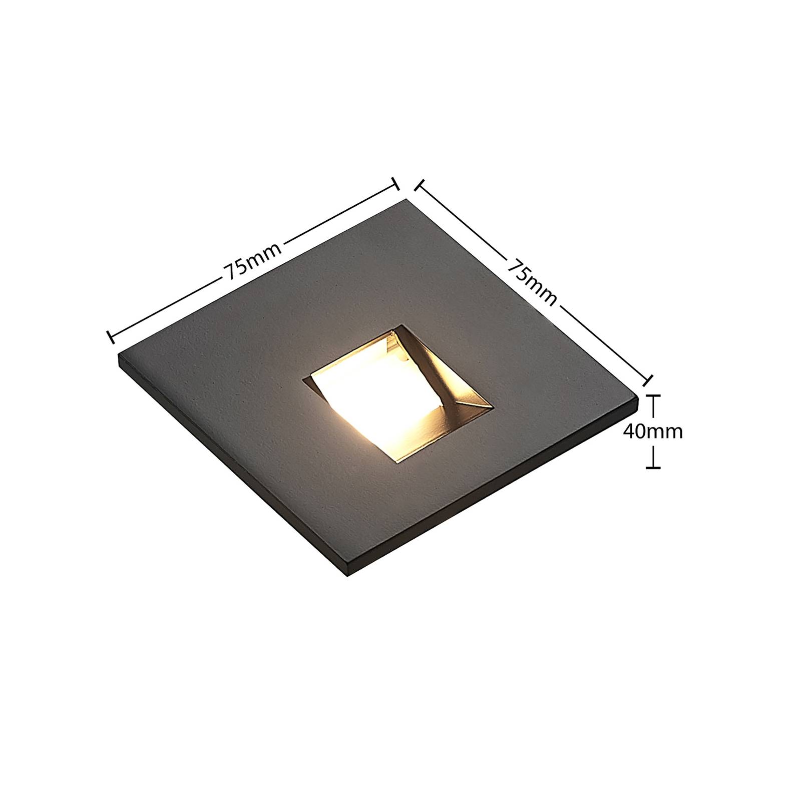 Oprawa wpuszczana LED Arcchio Vexi, 7,5 cm x 7,5 cm, czarna, CCT