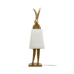 KARE Animal Rabbit golvlampa, guld, vitt linnetyg, 150 cm