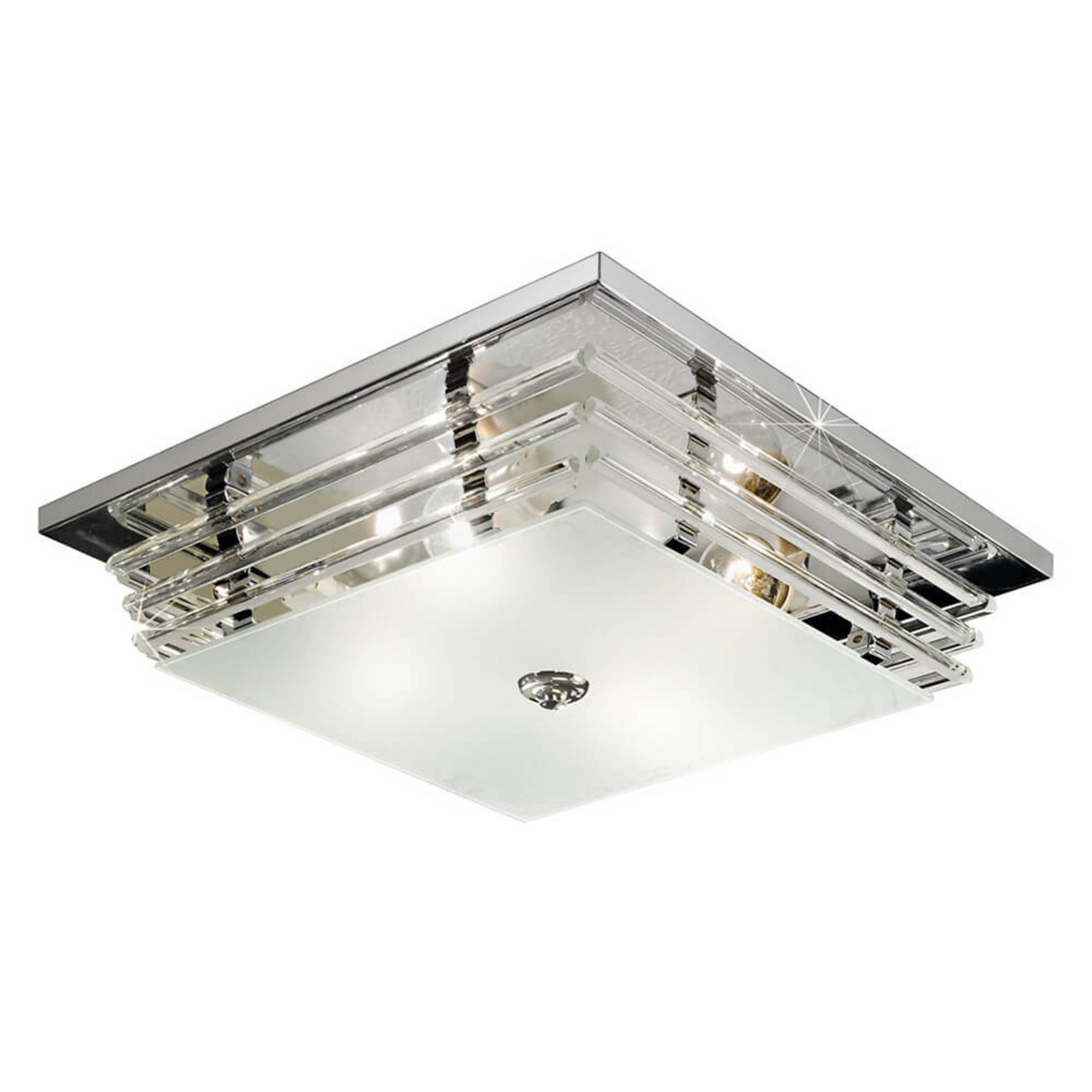 Austrolux Ontario loftlampe, 39 cm, kromfarvet, glas