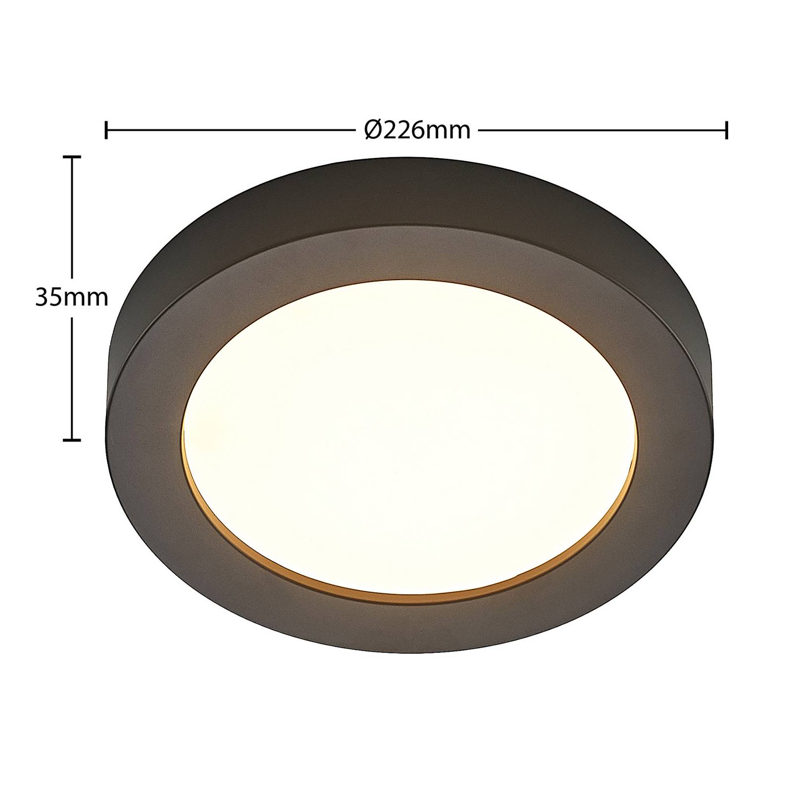 Lampa sufitowa LED Prios Edwina, czarna, 23 cm, CCT, IP44