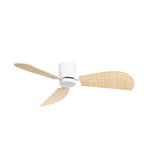 Ventilatore da soffitto LED Faipari con luce, bianco/rattan, 132 cm, DC -