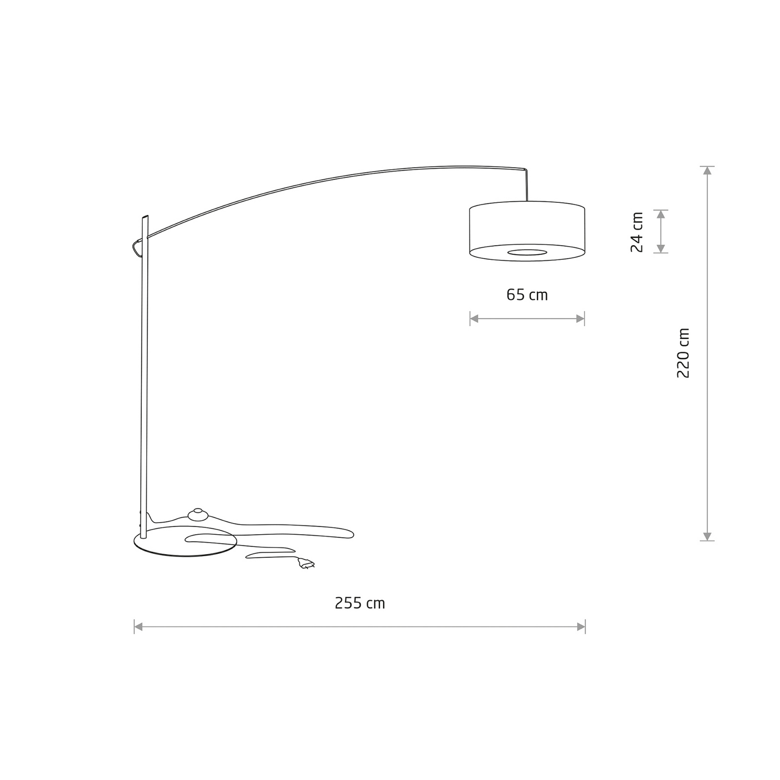 Bogenlampe Poise B, grau, Stahl, Textil, Ausladung 255 cm Bogenlampe Poise B, grau, Stahl, Textil, Ausladung 255 cm