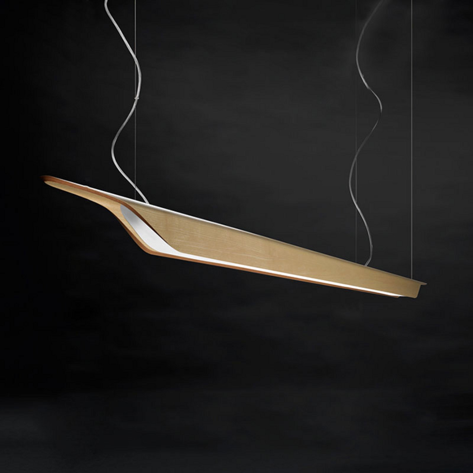 Foscarini Troag M lampă susp. LED din lemn natur - Bucătărie - design - lemn deschis la culoare