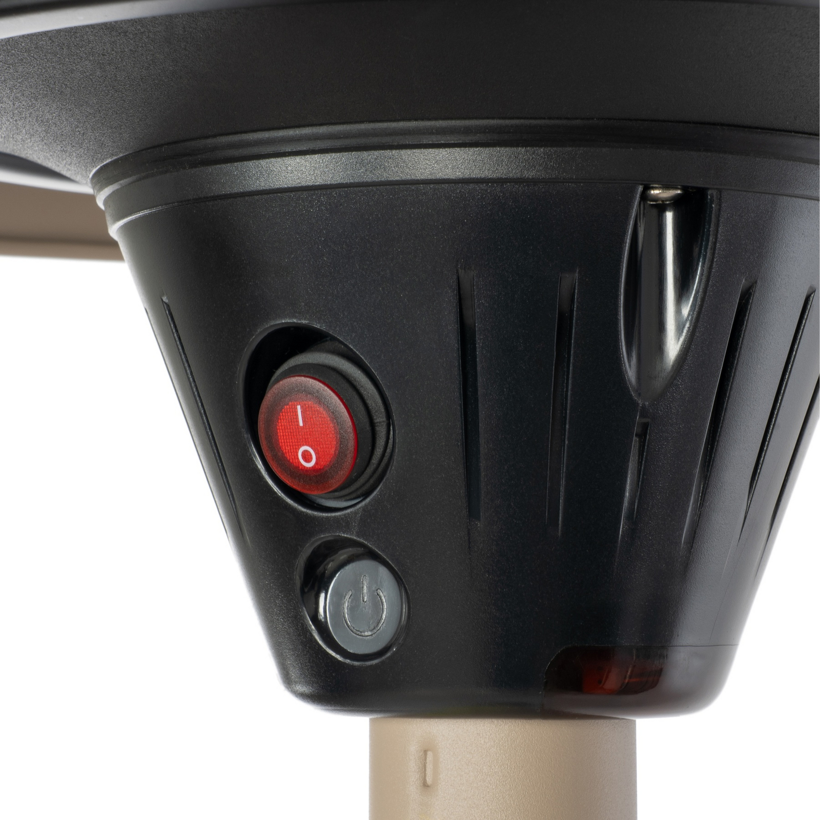 Lucande Vamio staande terrasverwarmer, beige, 210 cm, met afstandsbediening