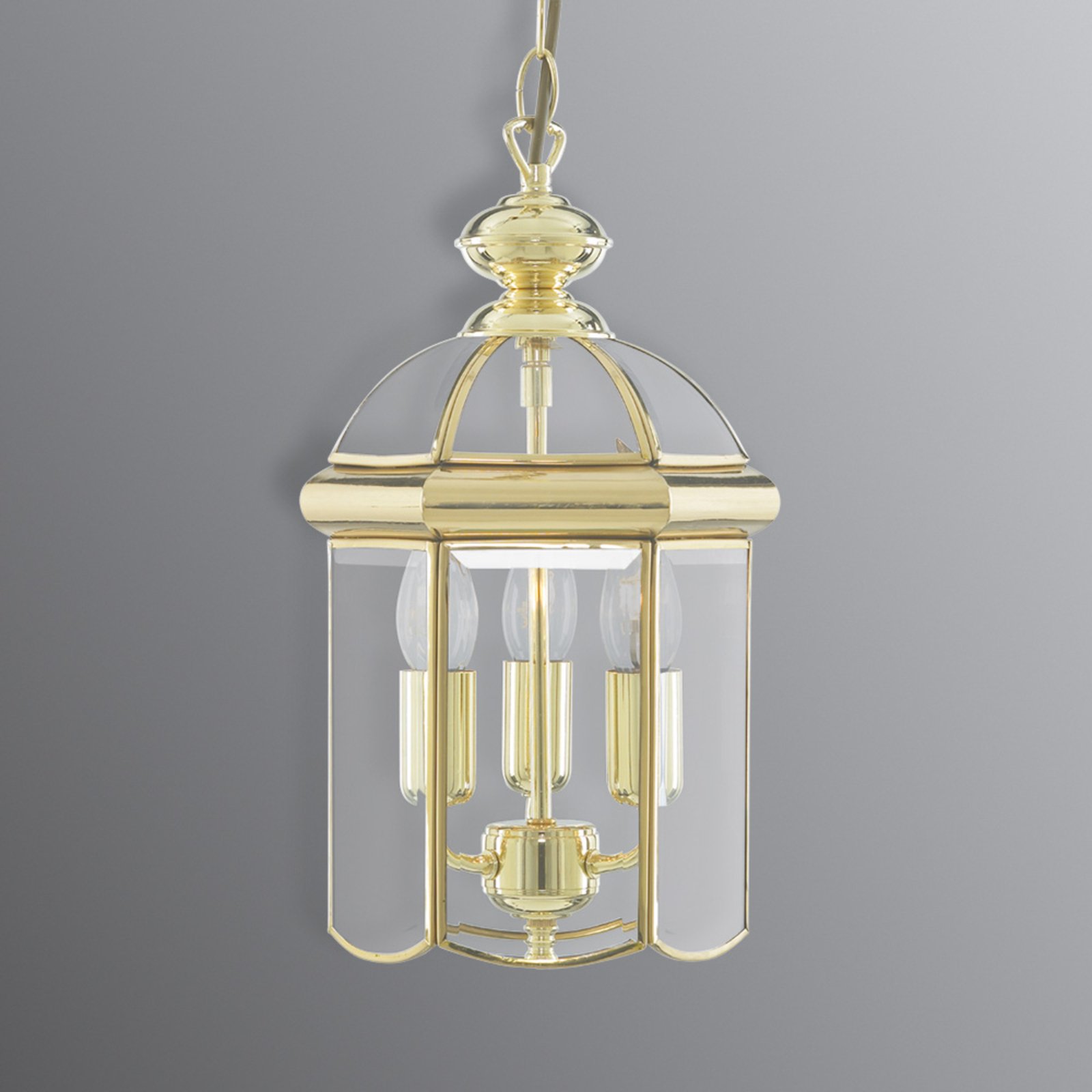 Searchlight Hanging lamp Arlind, Ø 22 cm, brass, for Living / Dining Room, metal, glass, E14, 60 W, energy efficiency: A++, H: 37 cm