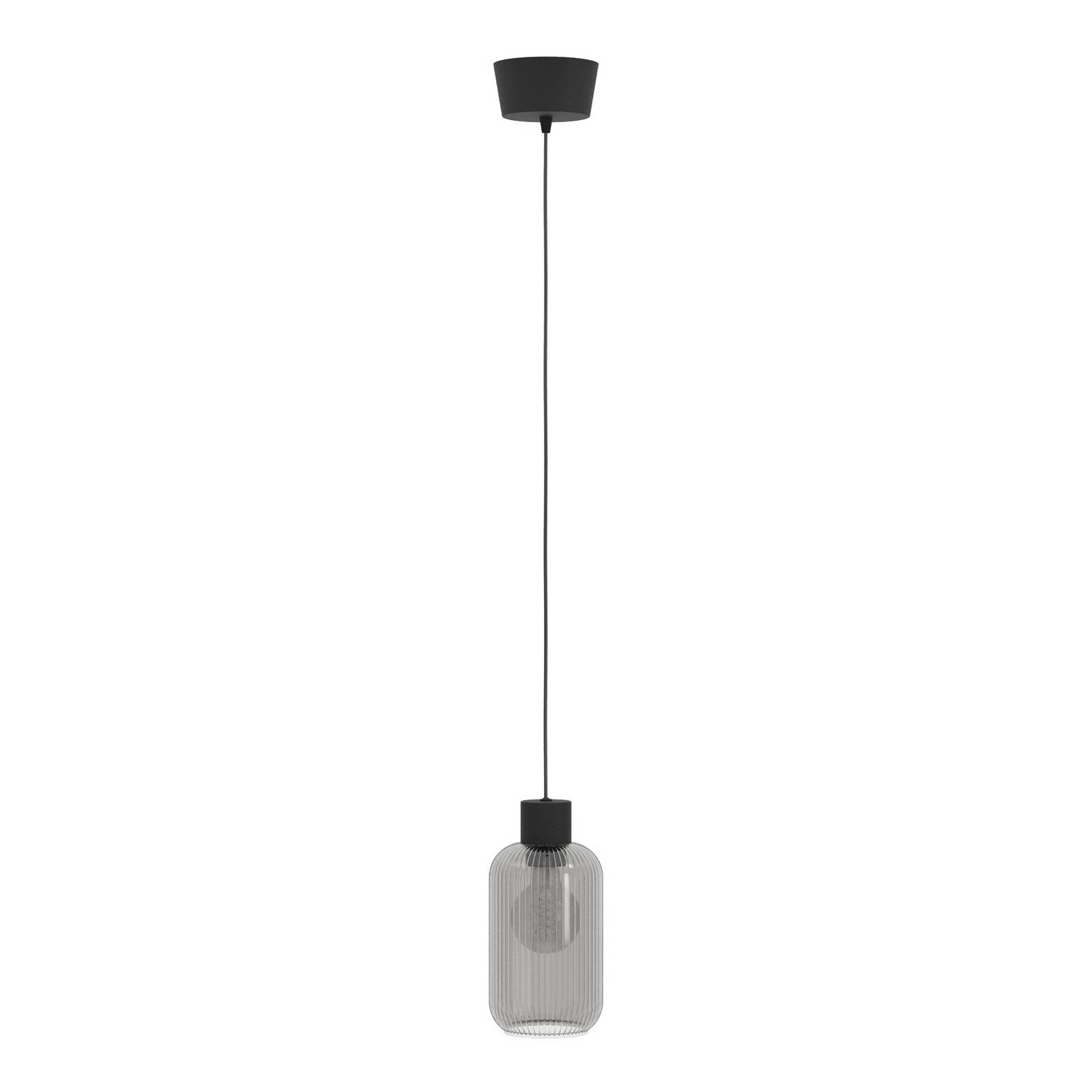 Hängelampe Dasmina, Ø 13 cm, rauchgrau/schwarz, Glas, E27