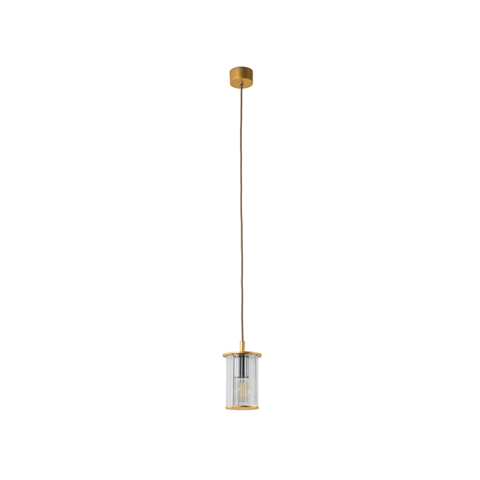 Lampada a sospensione da esterno Nora, oro/trasparente, IP44, vetro