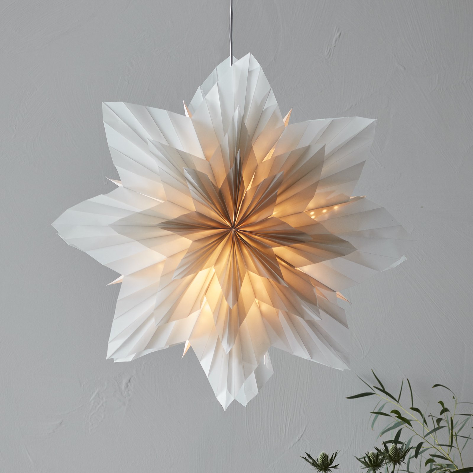 Neela decorative star, paper, hanging Ø 60 cm grey