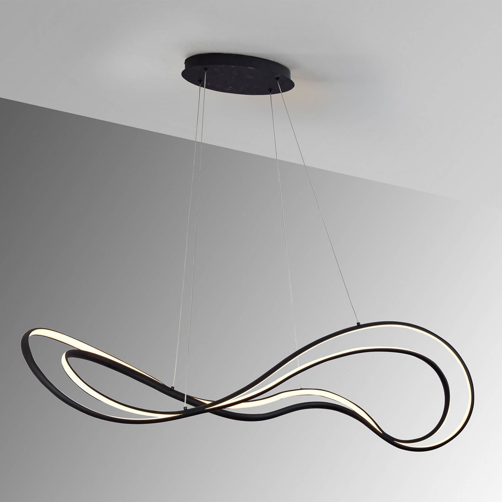 Lampa wisząca Danza LED, czarny mat, metal, aluminium