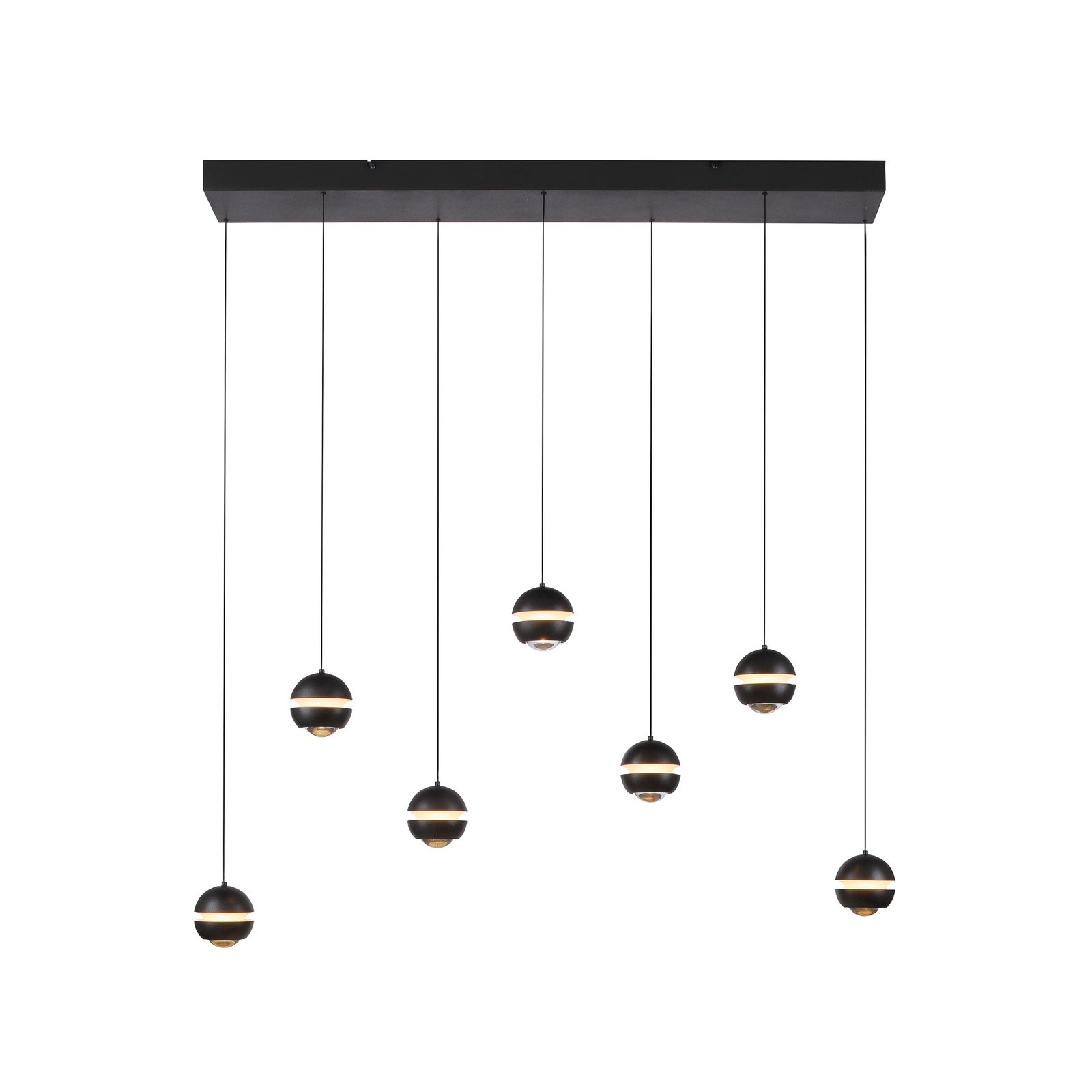 SCHÖNER WOHNEN LED hanglamp Lini zwart 7-lamps lang 3.000K SCHÖNER WOHNEN LED hanglamp Lini zwart 7-lamps lang 3.000K