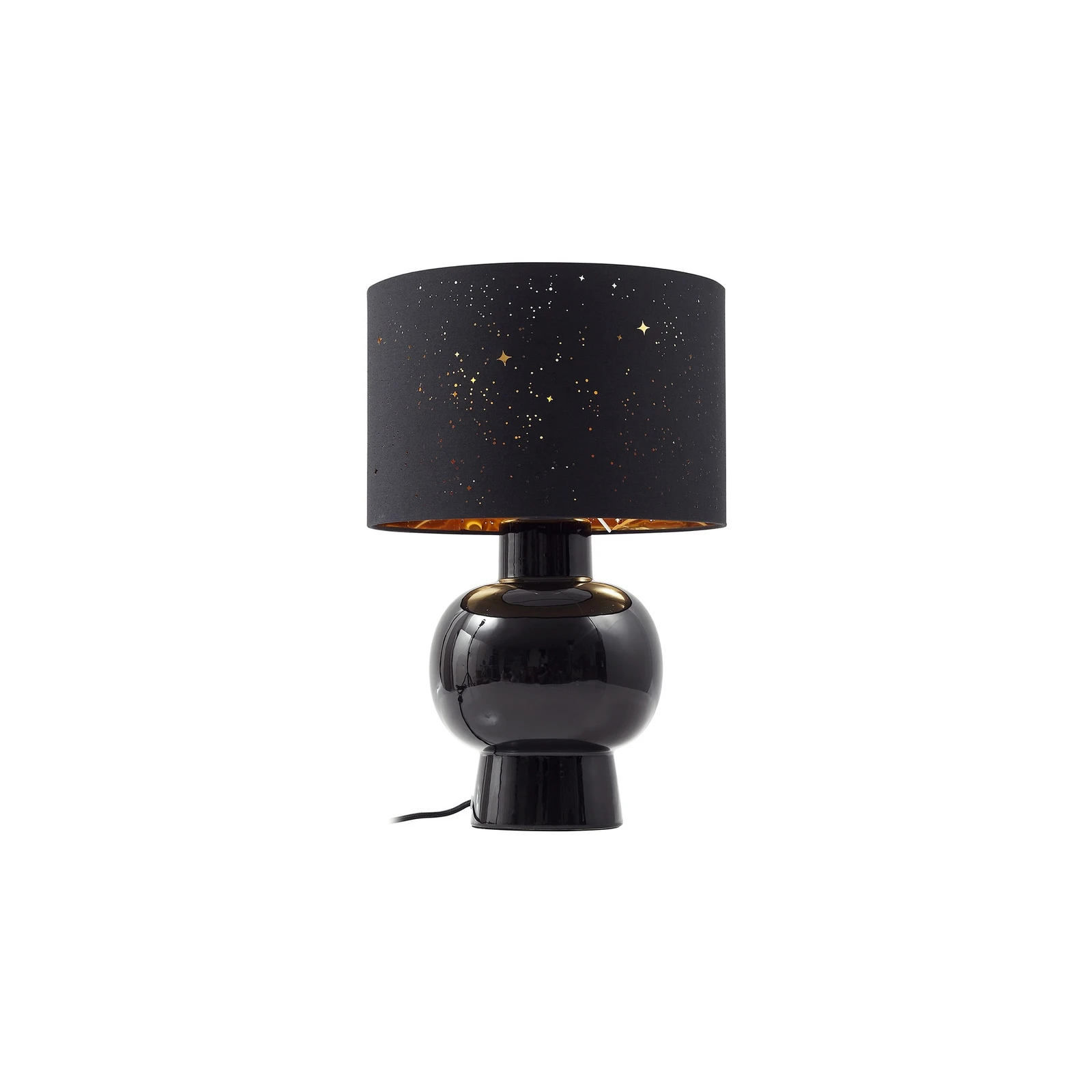 Lindby galda lampa Arved, melna, tekstils, keramika, 46 cm