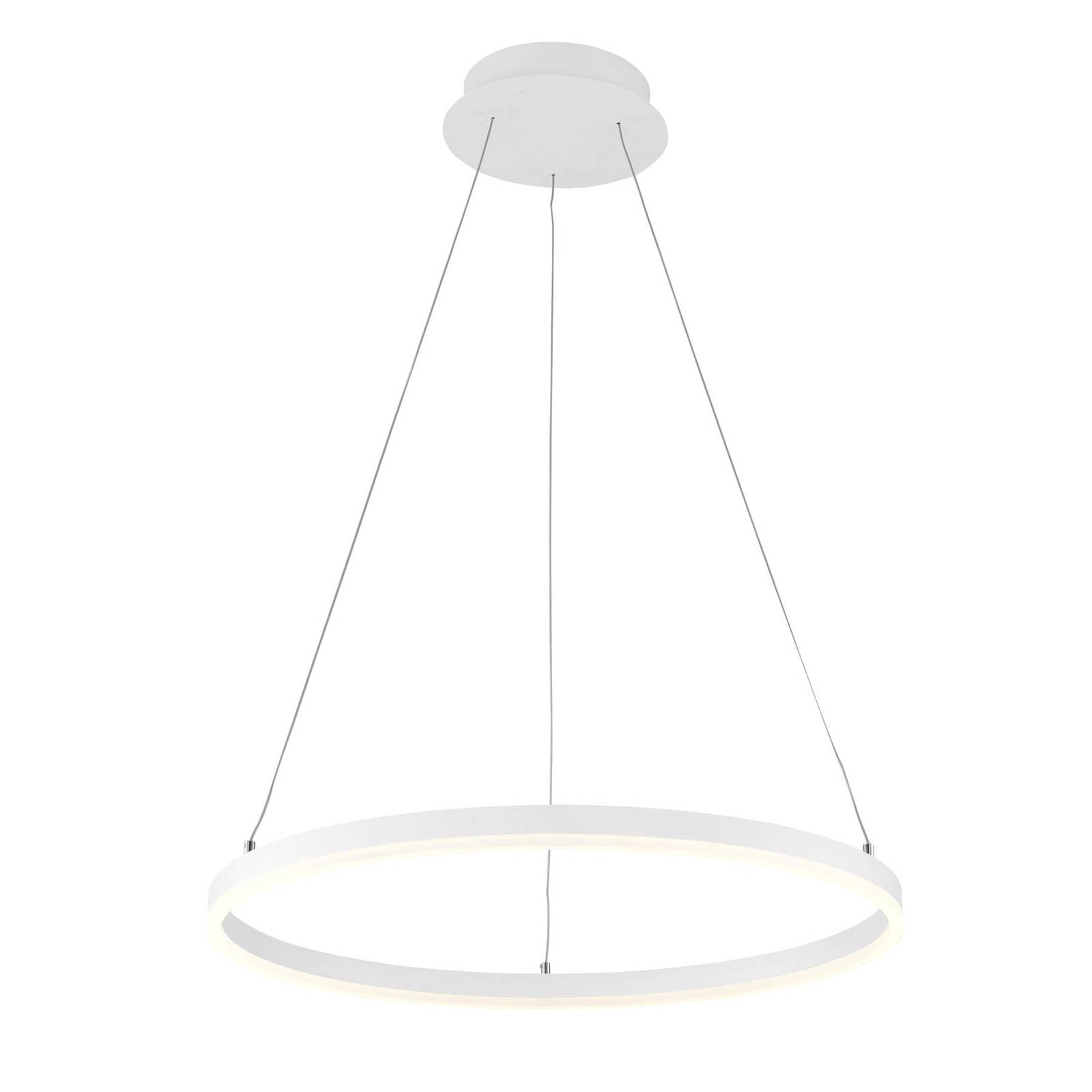 Arcchio Albiona LED pendant light, white, 60 cm, for Kitchen, metal, acrylic, 37.8 W, H: 3.5 cm