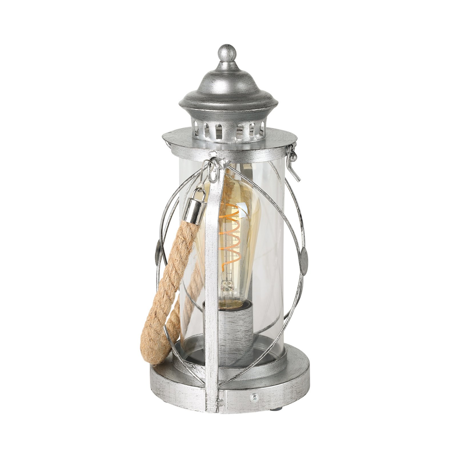 Lampe-lanterne à poser claire argent antique