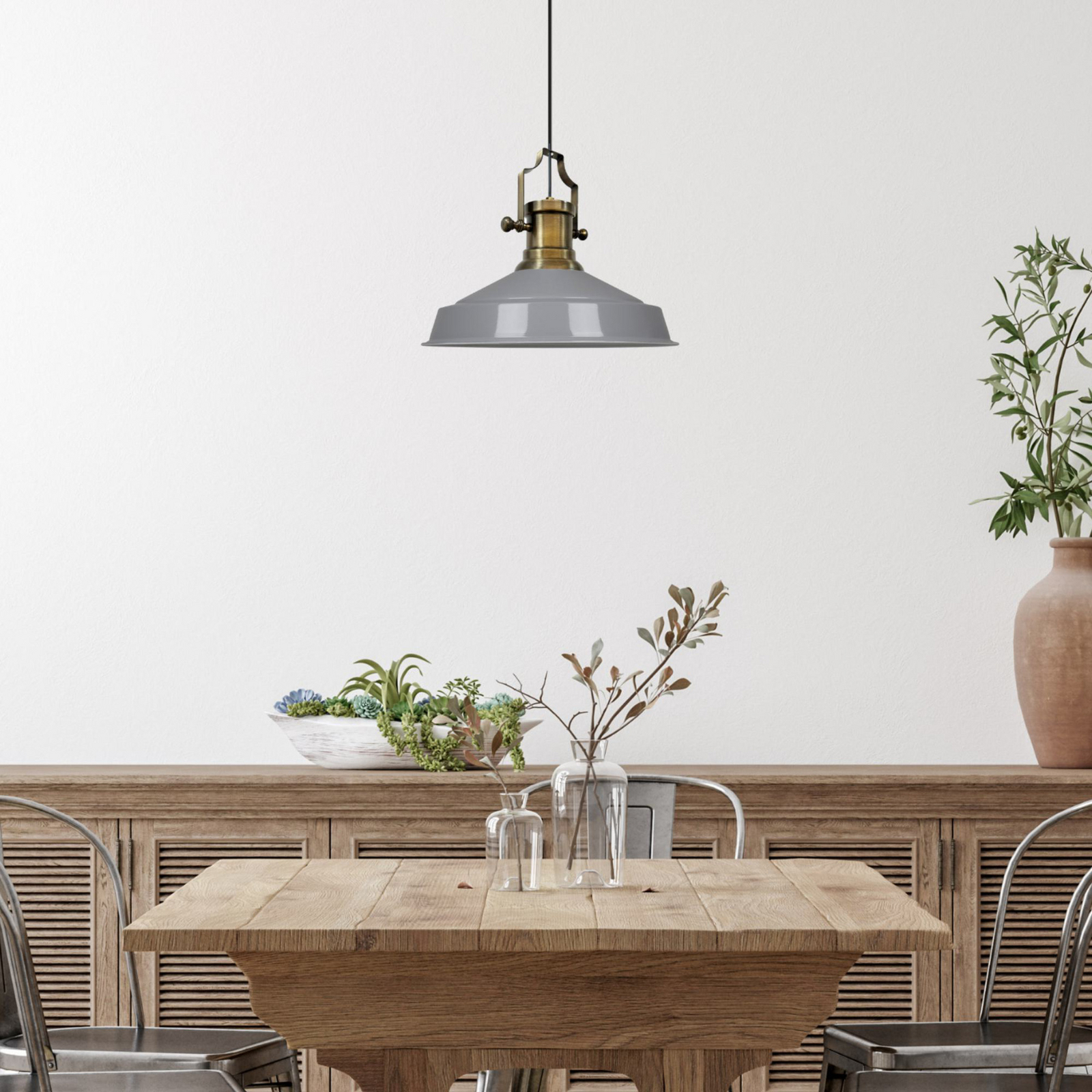 Suspension Augusta, gris, Ø 40 cm, métal Suspension Augusta, gris, Ø 40 cm, métal