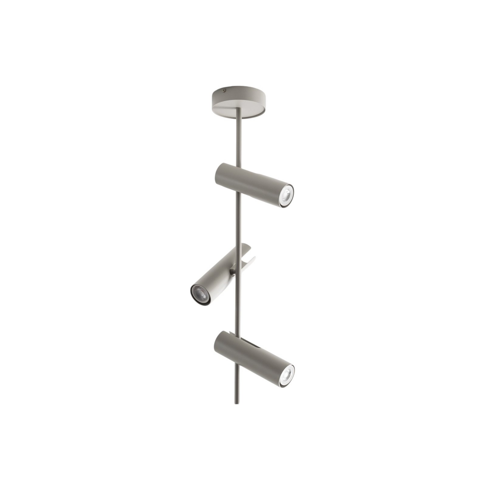 Kattospotti Leda 3, taupe, 3-lamppuinen, teräs, GU10, korkeus 76 cm