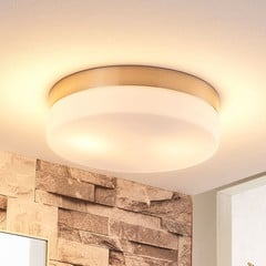 Lindby lámpara de techo para baño Amilia, Ø 23,5 cm, E27, níquel, cristal