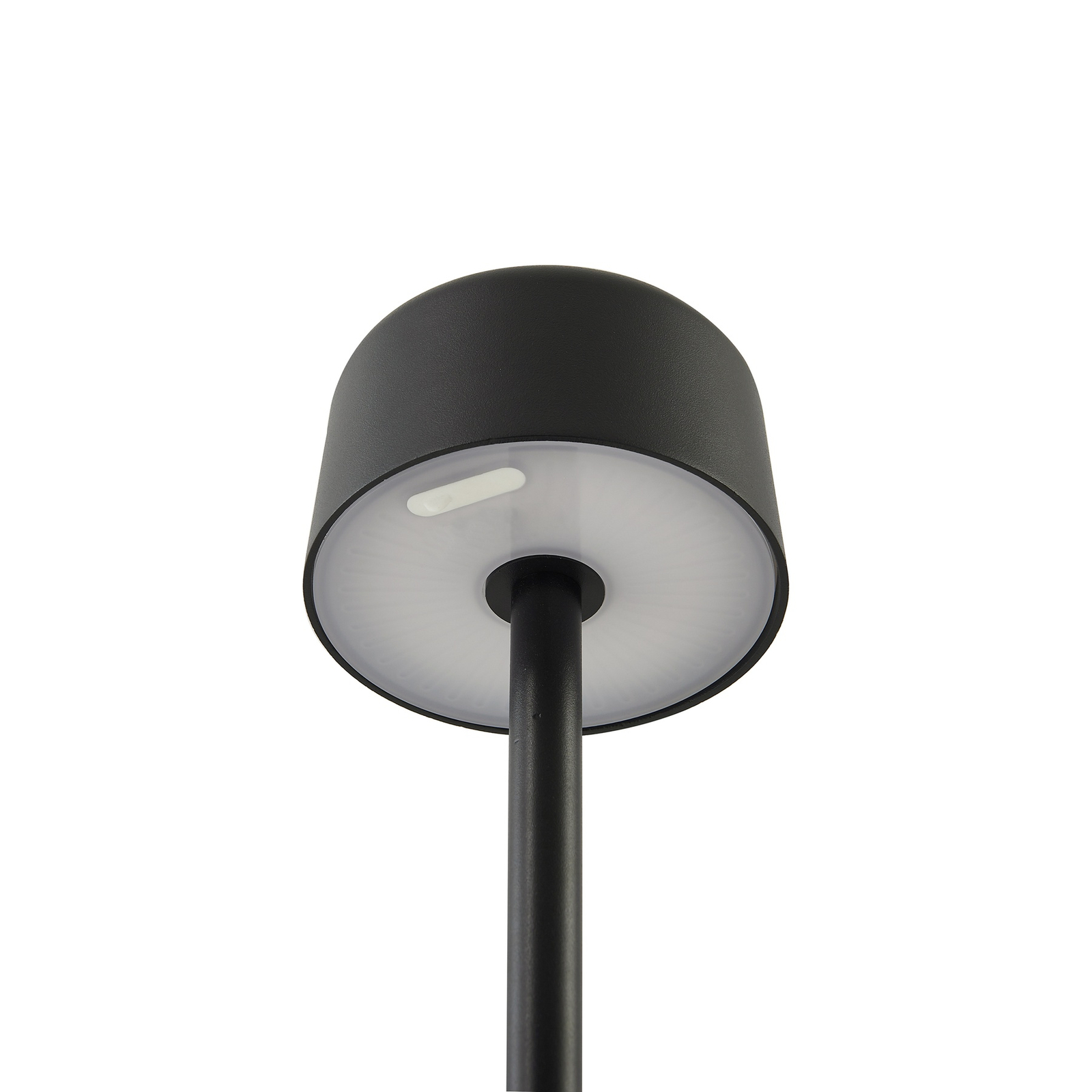 Lindby LED-Akku-Stehleuchte Isason, schwarz, Alu, Ø 11 cm