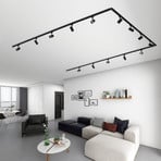 Lindby Linaro single-circuit track lighting system, GU10, 14 black bulbs