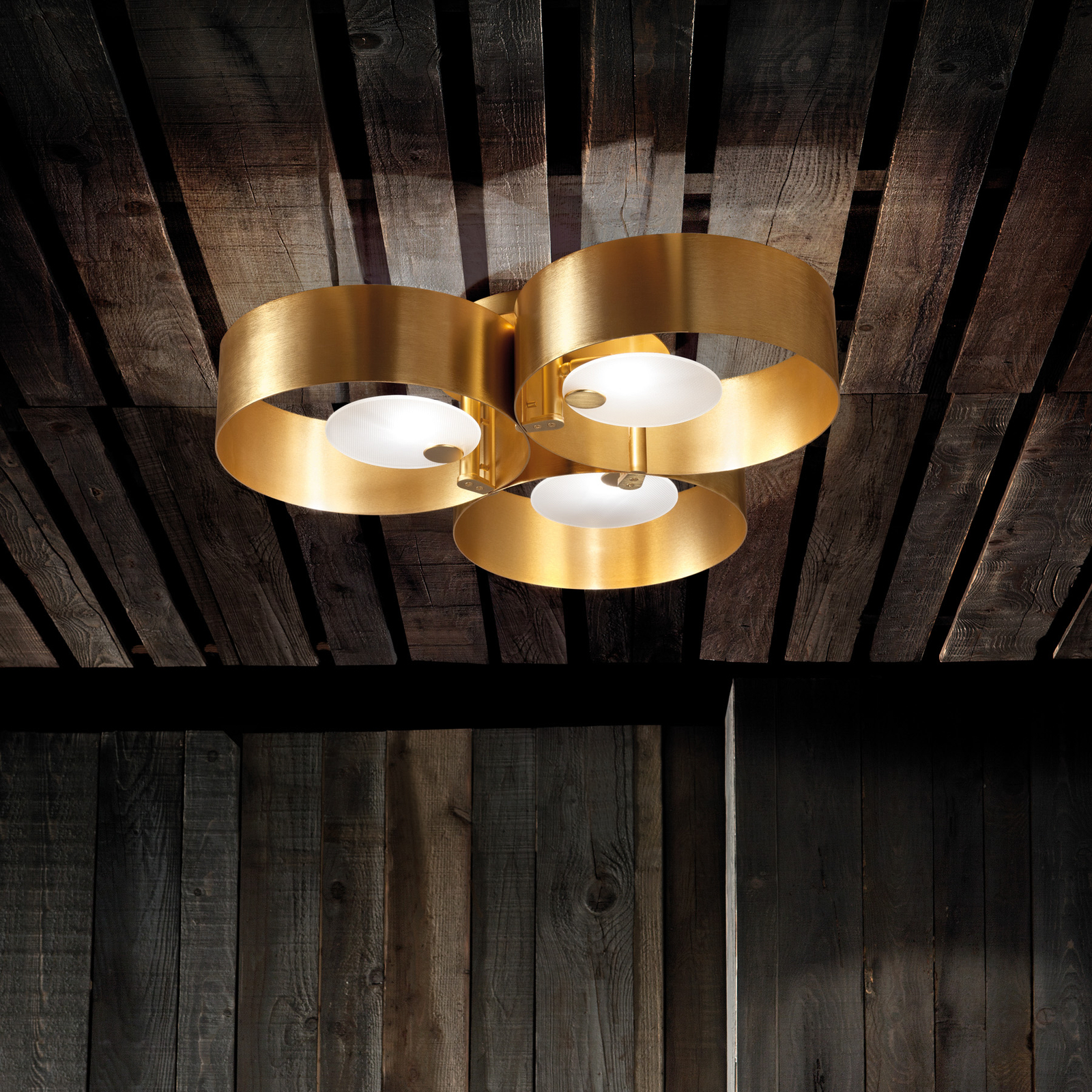LED plafondlamp Sound, 3-lamps, goud
