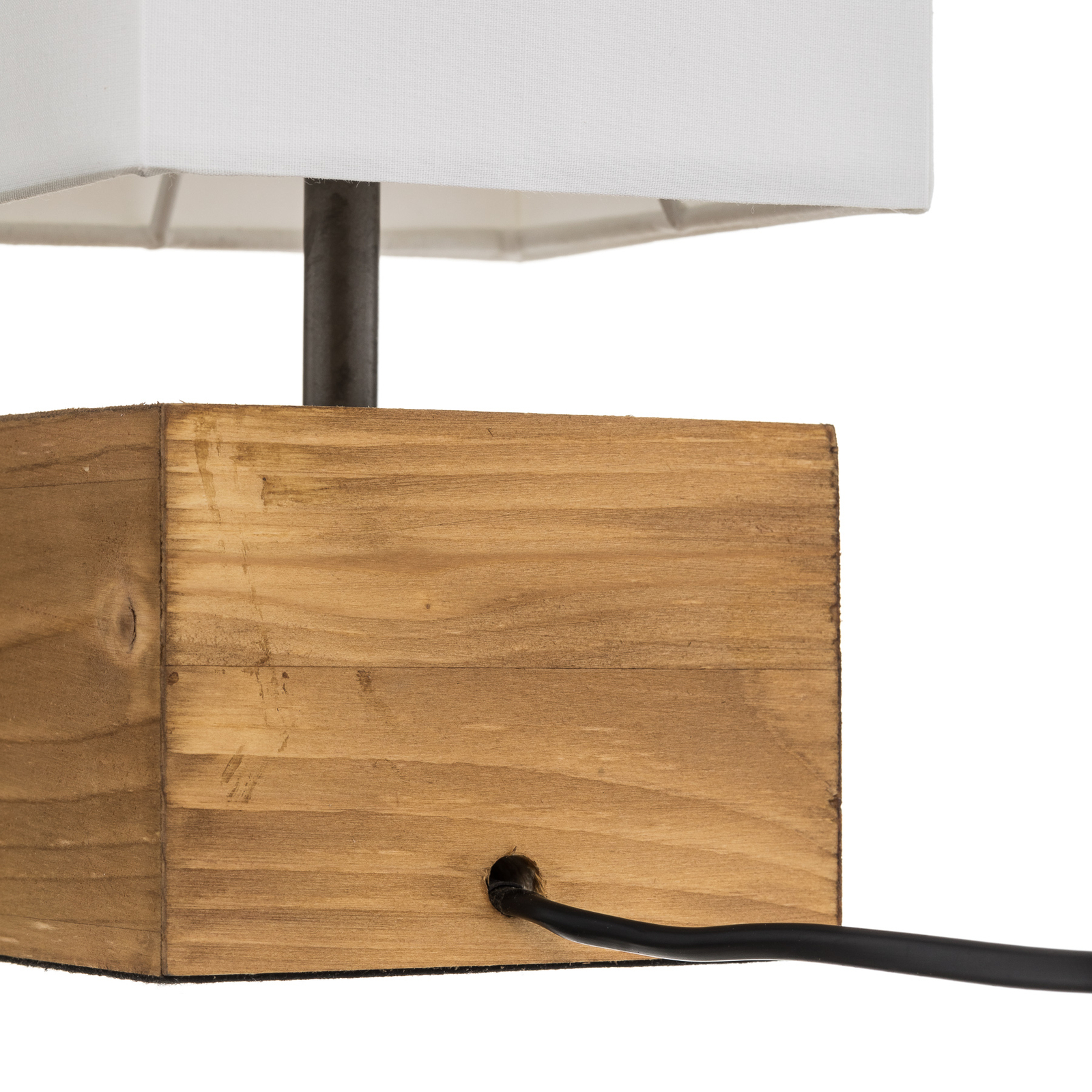 Candeeiro de mesa amadeirado com base de madeira, 12 cm x 12 cm