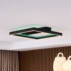 Lucande Smart LED ceiling light Tjado, 50 cm, black, RGBW