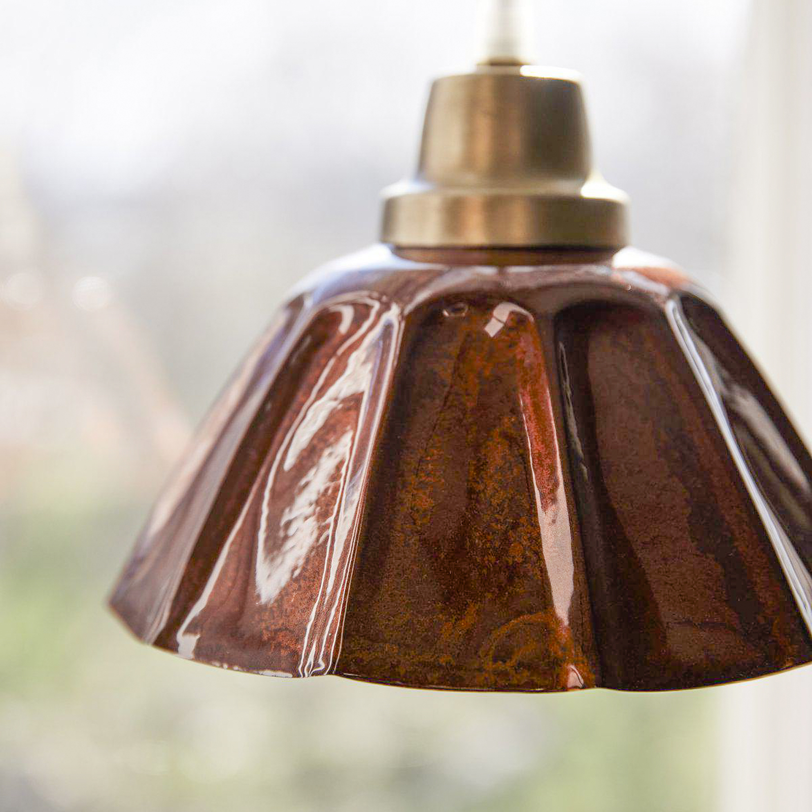 PR Home hanging light Ester, terracotta, Ø 17 cm, iron plug